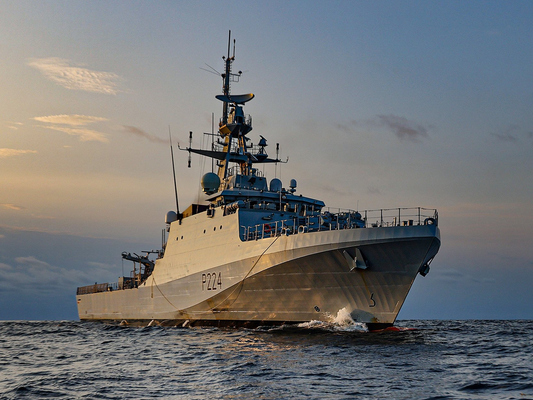 HMS Trent at sunset