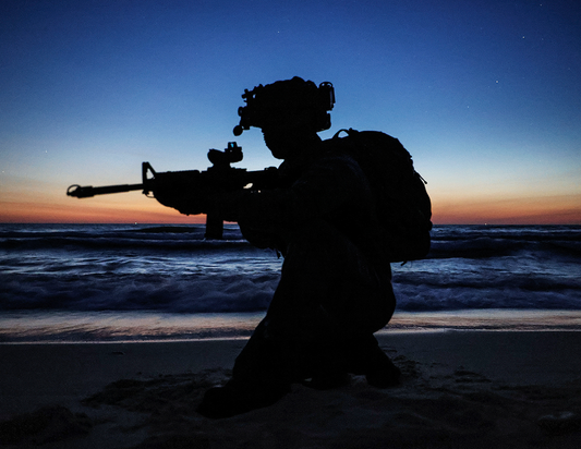 Royal marine Commando at sunset