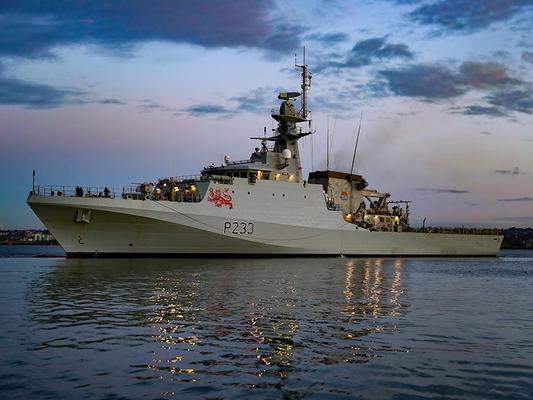 HMS Tamar at sunset