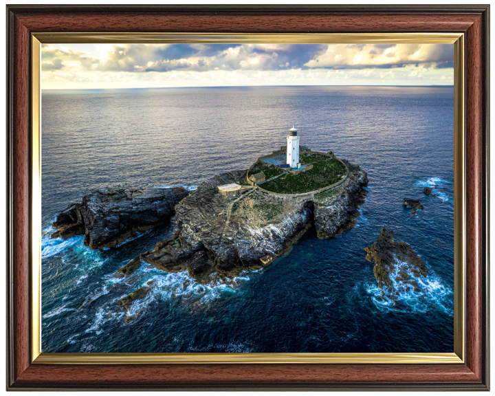Godrevy Lighthouse in Cornwall from above Photo Print - Canvas - Framed Photo Print - Hampshire Prints