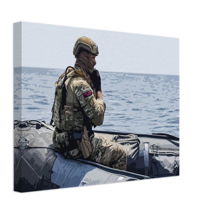 Royal Marines Commando riding a RIB artwork Print - Canvas - Framed Print - Hampshire Prints