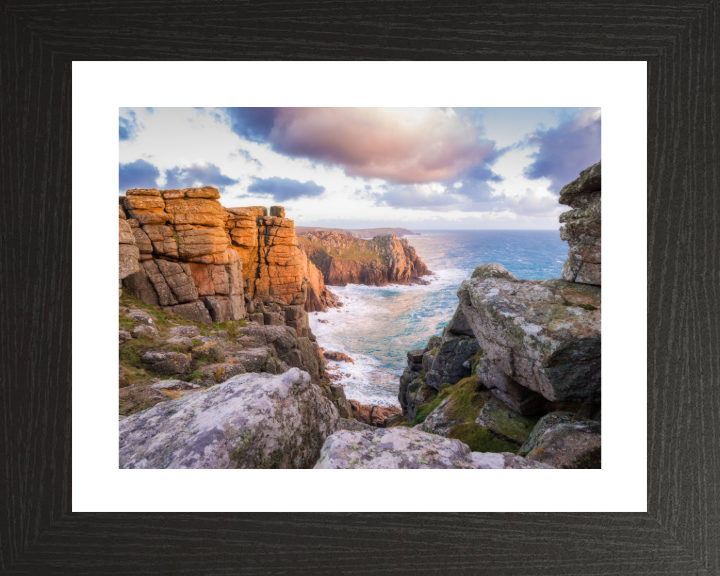 Lands End Cliffs in Cornwall at sunset Photo Print - Canvas - Framed Photo Print - Hampshire Prints