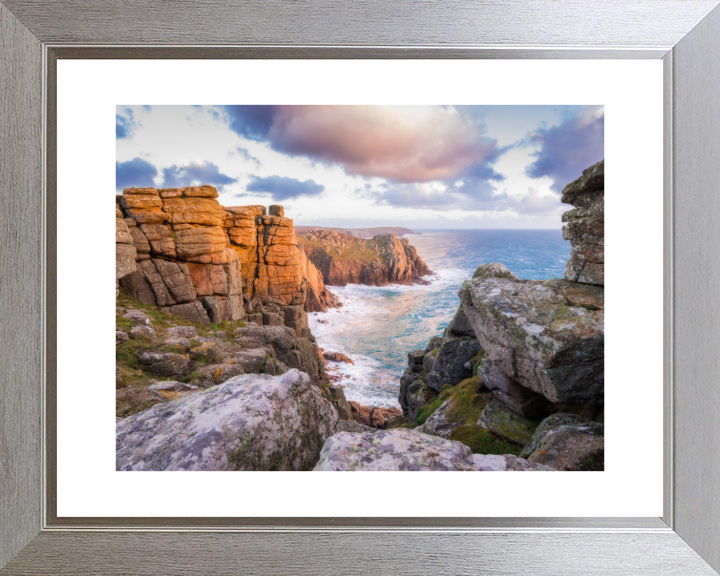 Lands End Cliffs in Cornwall at sunset Photo Print - Canvas - Framed Photo Print - Hampshire Prints