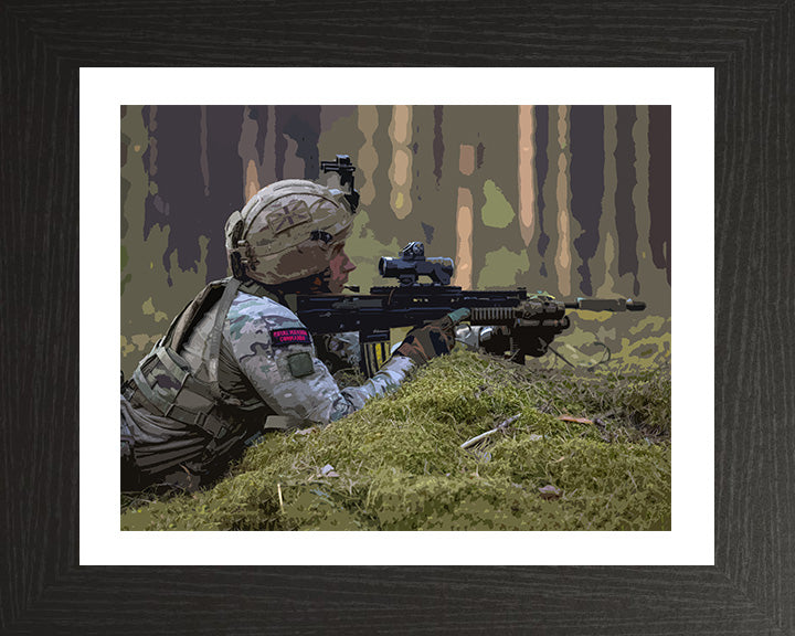 Royal Marines Commandos prone firing position artwork Print - Canvas - Framed Print - Hampshire Prints