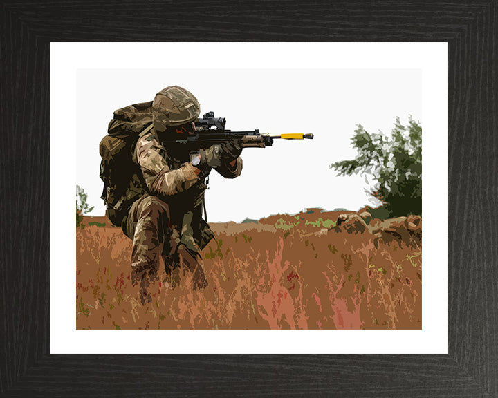 Royal Marines Commando training with a weapon artwork Print - Canvas - Framed Print - Hampshire Prints