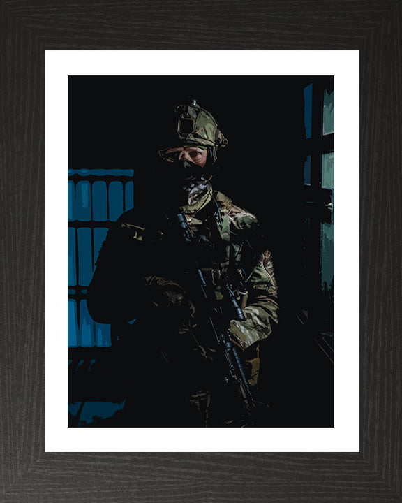 Royal Marines Commando in the shadows artwork Print - Canvas - Framed Print - Hampshire Prints