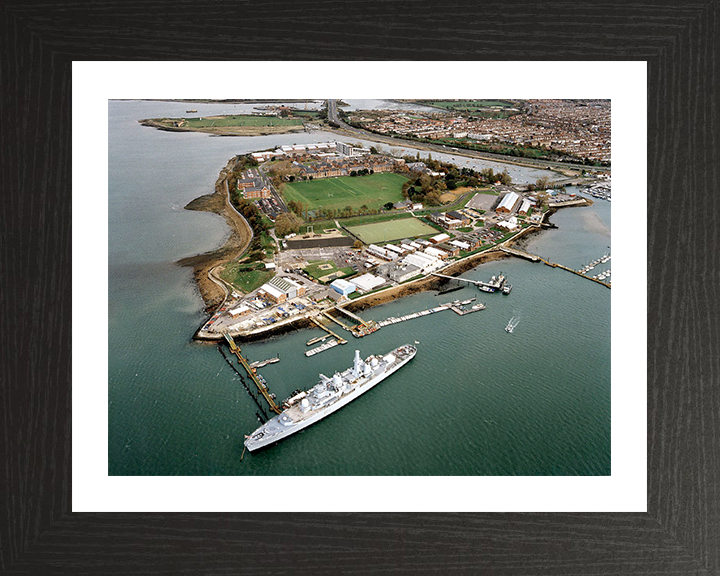 HMS Excellent (Leach Building) Royal Navy shore establishment Aerial Photo Print or Framed Photo Print - Hampshire Prints