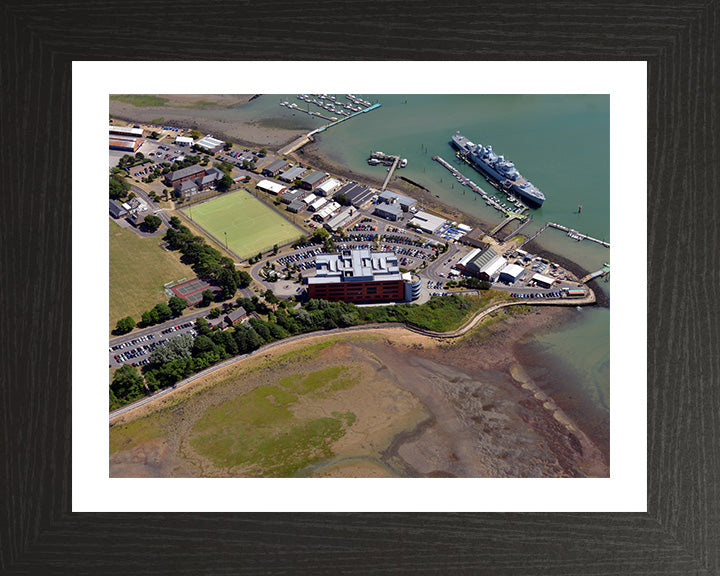 HMS Excellent (Leach Building) Royal Navy shore establishment Aerial Photo Print or Framed Photo Print - Hampshire Prints