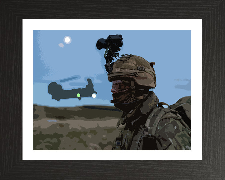 Royal Marines Commando and Chinook helicopter artwork Print - Canvas - Framed Print - Hampshire Prints