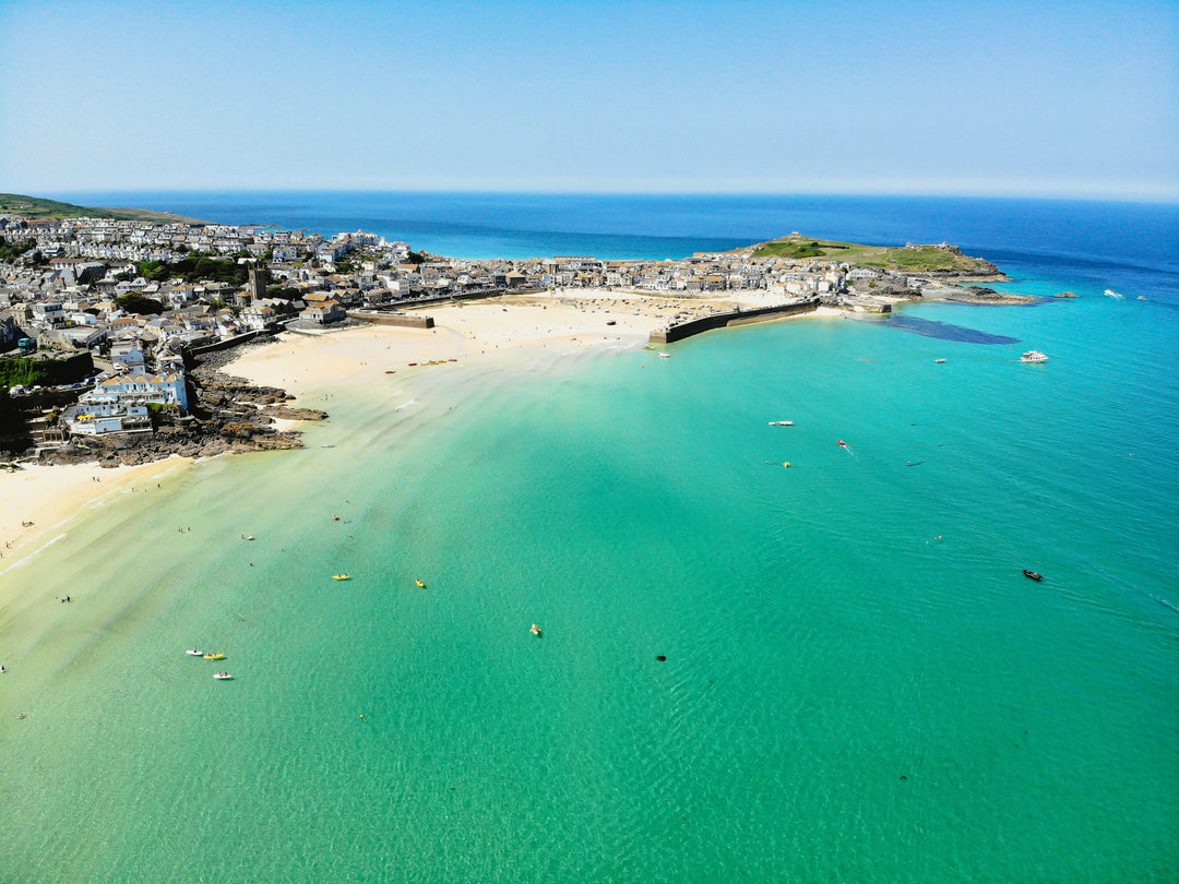 St Ives beach in Cornwall from above Photo Print - Canvas - Framed Photo Print - Hampshire Prints