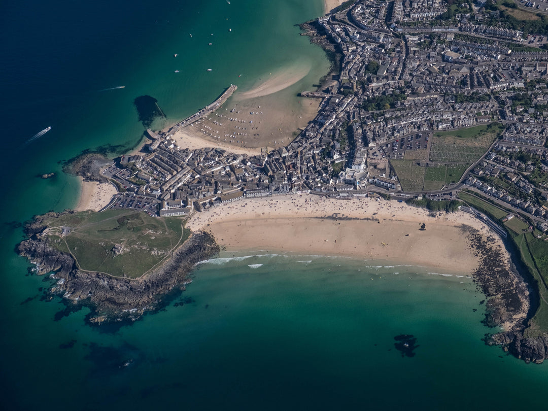 St Ives bay in Cornwall from above Photo Print - Canvas - Framed Photo Print - Hampshire Prints