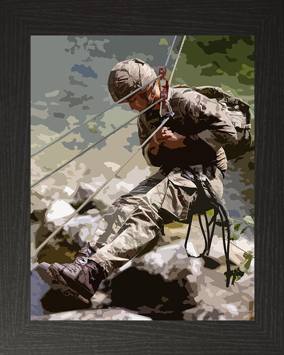 Royal Marines Commando Abseiling artwork Print - Canvas - Framed Print - Hampshire Prints