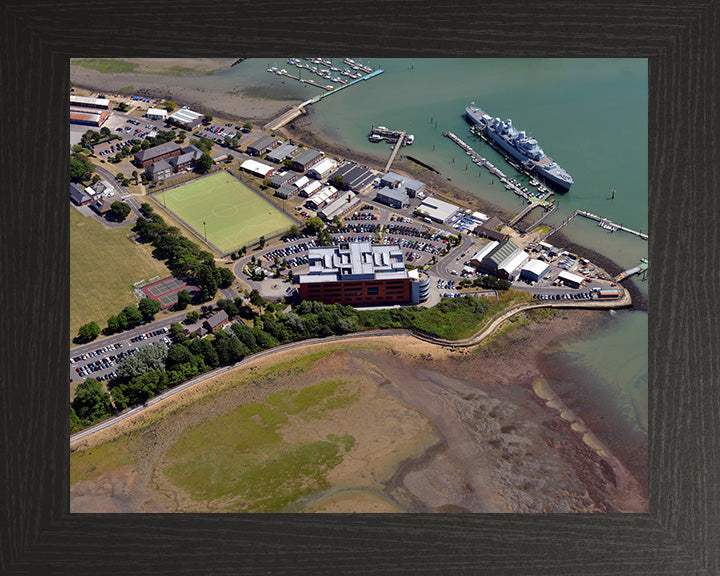 HMS Excellent (Leach Building) Royal Navy shore establishment Aerial Photo Print or Framed Photo Print - Hampshire Prints