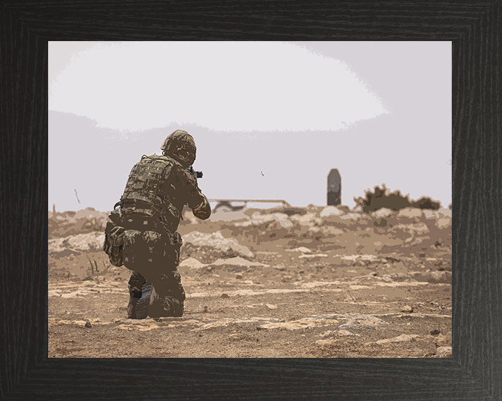 Royal Marines Commando on a firing range artwork Print - Canvas - Framed Print - Hampshire Prints