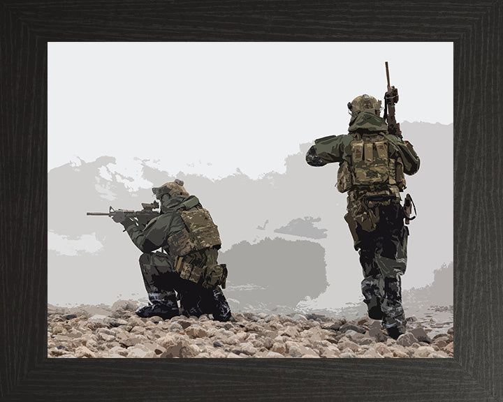 Royal Marines Commandos in combat artwork Print - Canvas - Framed Print - Hampshire Prints