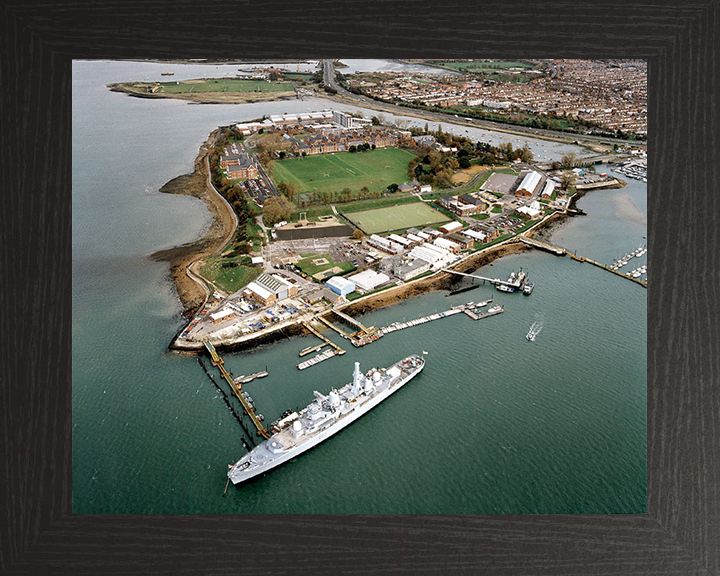 HMS Excellent (Leach Building) Royal Navy shore establishment Aerial Photo Print or Framed Photo Print - Hampshire Prints