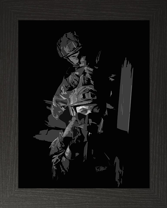 Royal Marines Commandos black and grey artwork Print - Canvas - Framed Print - Hampshire Prints