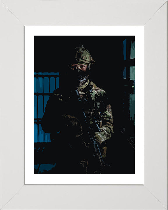 Royal Marines Commando in the shadows artwork Print - Canvas - Framed Print - Hampshire Prints