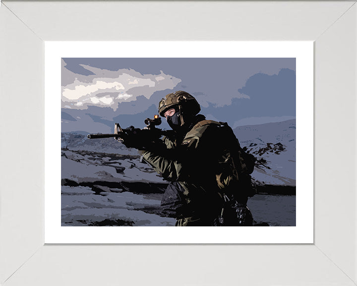 Royal Marines Commando aim his weapon artwork Print - Canvas - Framed Print - Hampshire Prints