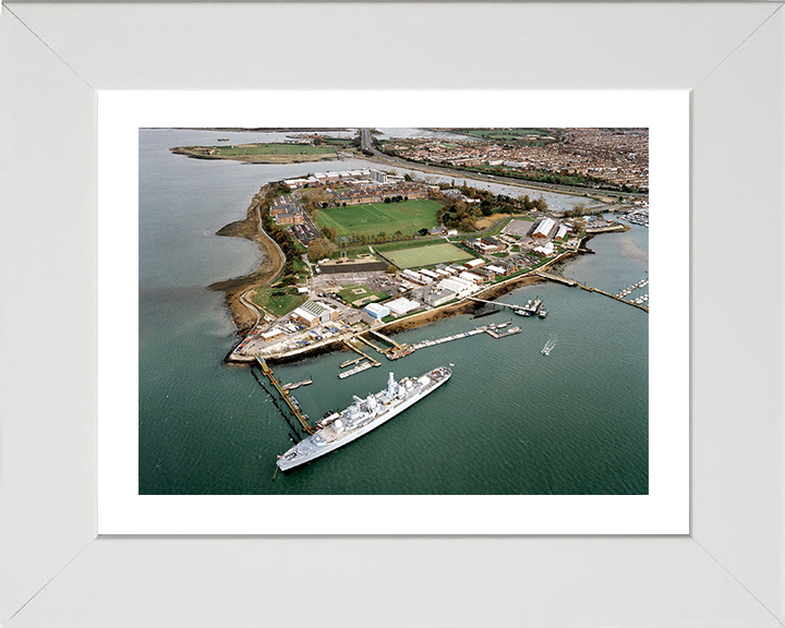 HMS Excellent (Leach Building) Royal Navy shore establishment Aerial Photo Print or Framed Photo Print - Hampshire Prints