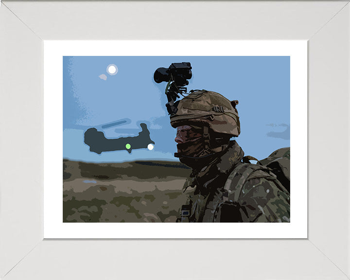 Royal Marines Commando and Chinook helicopter artwork Print - Canvas - Framed Print - Hampshire Prints