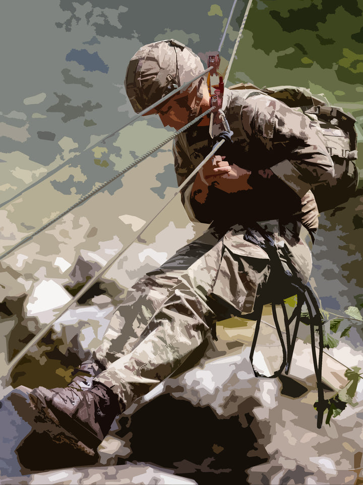 Royal Marines Commando Abseiling artwork Print - Canvas - Framed Print - Hampshire Prints