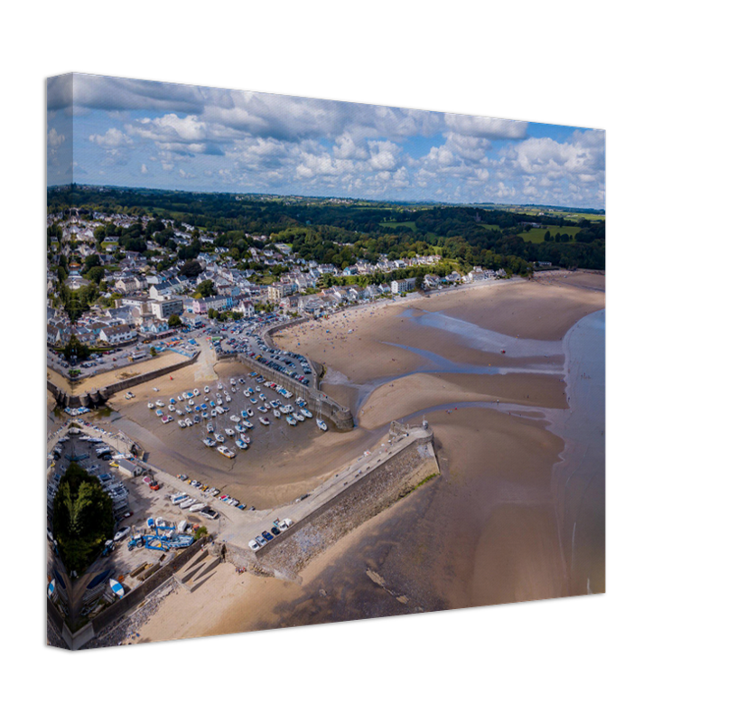 Saundersfoot Beach Wales from above Photo Print - Canvas - Framed Photo Print - Hampshire Prints