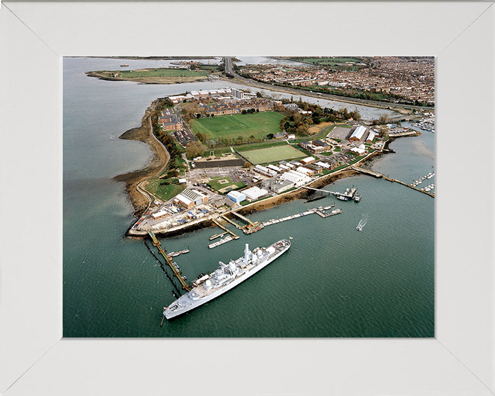 HMS Excellent (Leach Building) Royal Navy shore establishment Aerial Photo Print or Framed Photo Print - Hampshire Prints