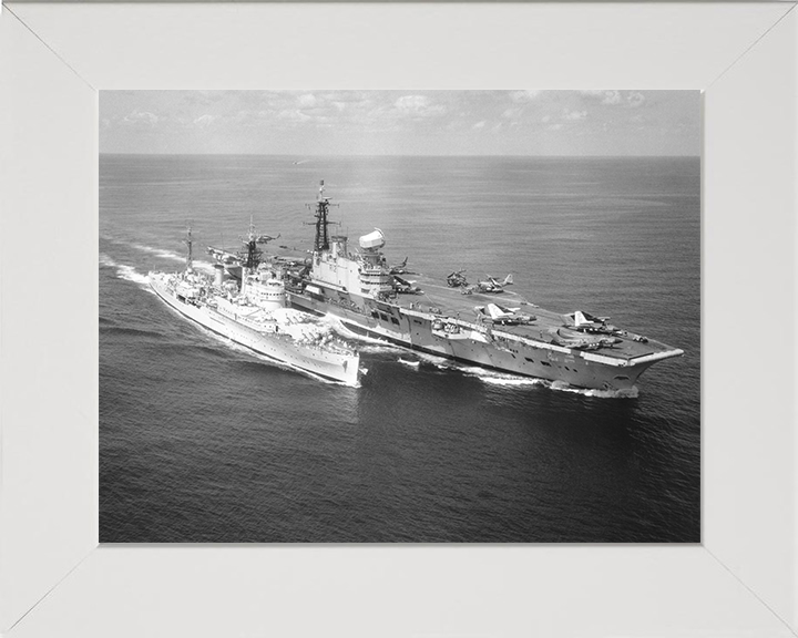 HMS Hermes R12 + HMS Gambia | Photo Print | Framed Print | Centaur Class | Aircraft Carrier | Royal Navy