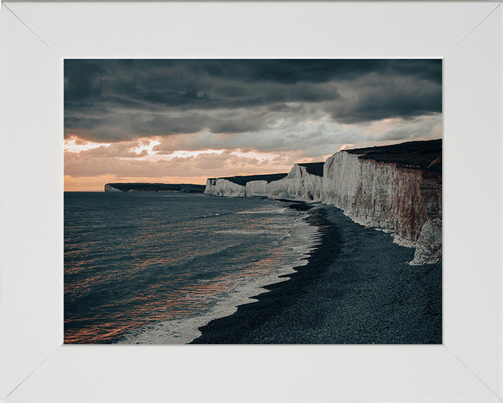 Seven Sisters cliffs East Sussex at sunset Photo Print - Canvas - Framed Photo Print - Hampshire Prints