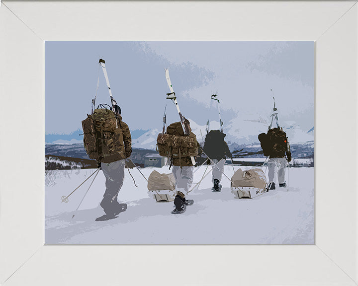 Royal Marines Commandos yomping in the snow artwork Print - Canvas - Framed Print - Hampshire Prints