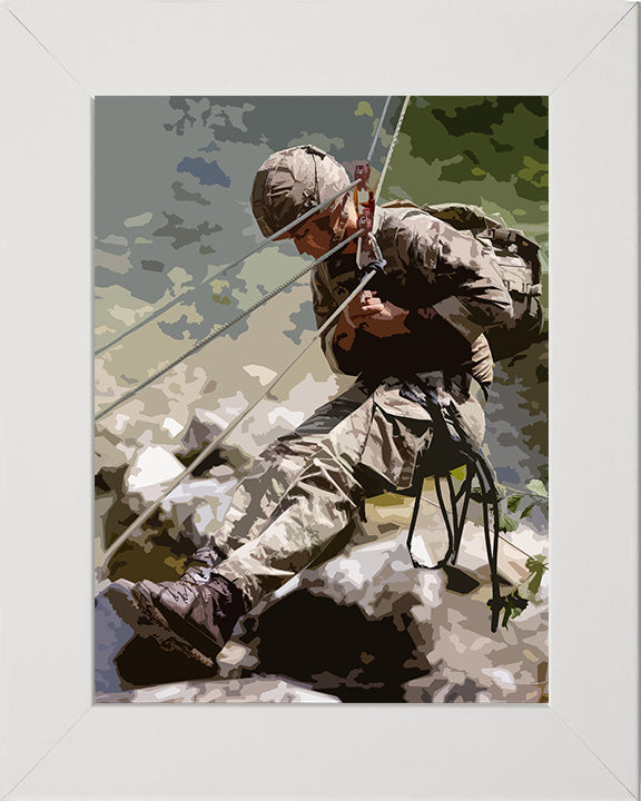 Royal Marines Commando Abseiling artwork Print - Canvas - Framed Print - Hampshire Prints