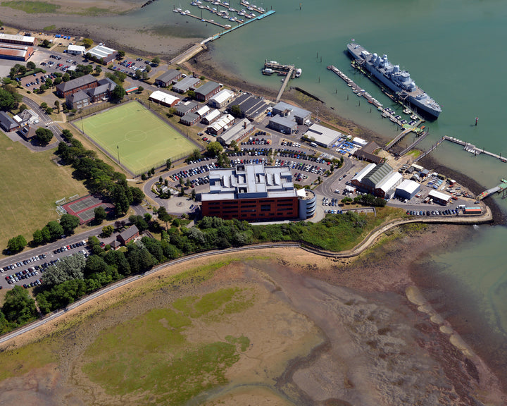 HMS Excellent (Leach Building) Royal Navy shore establishment Aerial Photo Print or Framed Photo Print - Hampshire Prints