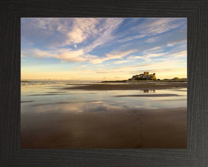 Bamburgh Castle Northumberland at sunset Photo Print - Canvas - Framed Photo Print - Hampshire Prints