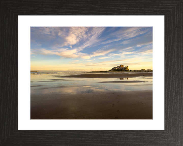 Bamburgh Castle Northumberland at sunset Photo Print - Canvas - Framed Photo Print - Hampshire Prints