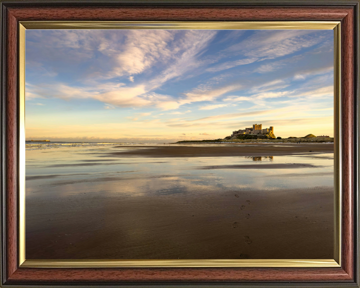 Bamburgh Castle Northumberland at sunset Photo Print - Canvas - Framed Photo Print - Hampshire Prints