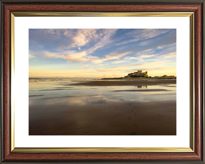 Bamburgh Castle Northumberland at sunset Photo Print - Canvas - Framed Photo Print - Hampshire Prints