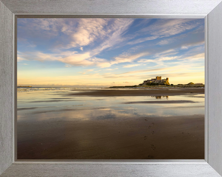 Bamburgh Castle Northumberland at sunset Photo Print - Canvas - Framed Photo Print - Hampshire Prints