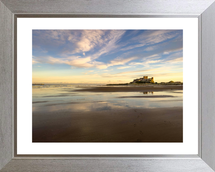 Bamburgh Castle Northumberland at sunset Photo Print - Canvas - Framed Photo Print - Hampshire Prints