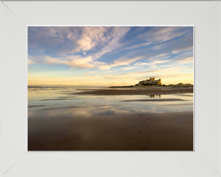 Bamburgh Castle Northumberland at sunset Photo Print - Canvas - Framed Photo Print - Hampshire Prints