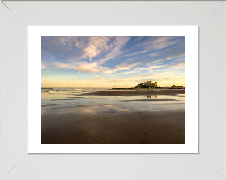 Bamburgh Castle Northumberland at sunset Photo Print - Canvas - Framed Photo Print - Hampshire Prints