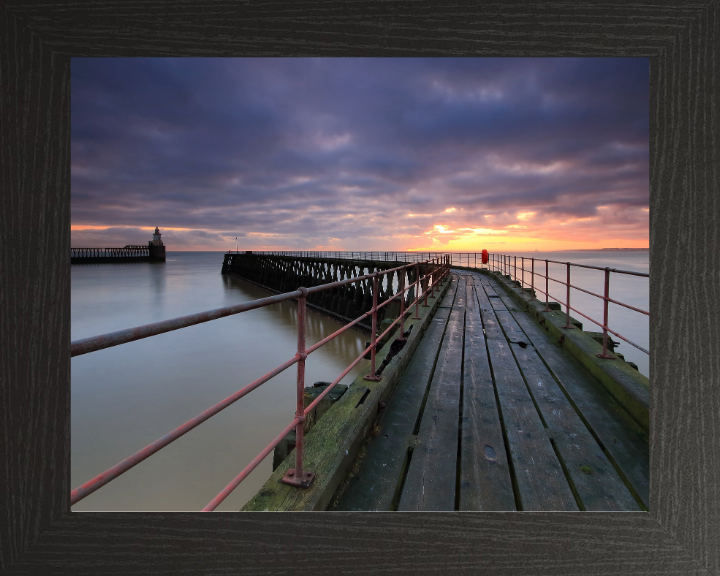 blyth pier northumberland at sunset Photo Print - Canvas - Framed Photo Print - Hampshire Prints