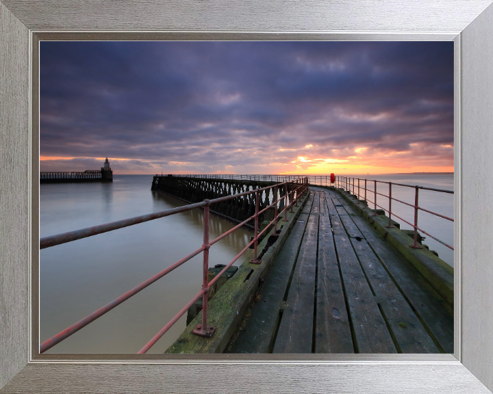 blyth pier northumberland at sunset Photo Print - Canvas - Framed Photo Print - Hampshire Prints