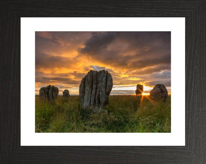 Duddo Five Stones Northumberland at sunset Photo Print - Canvas - Framed Photo Print - Hampshire Prints