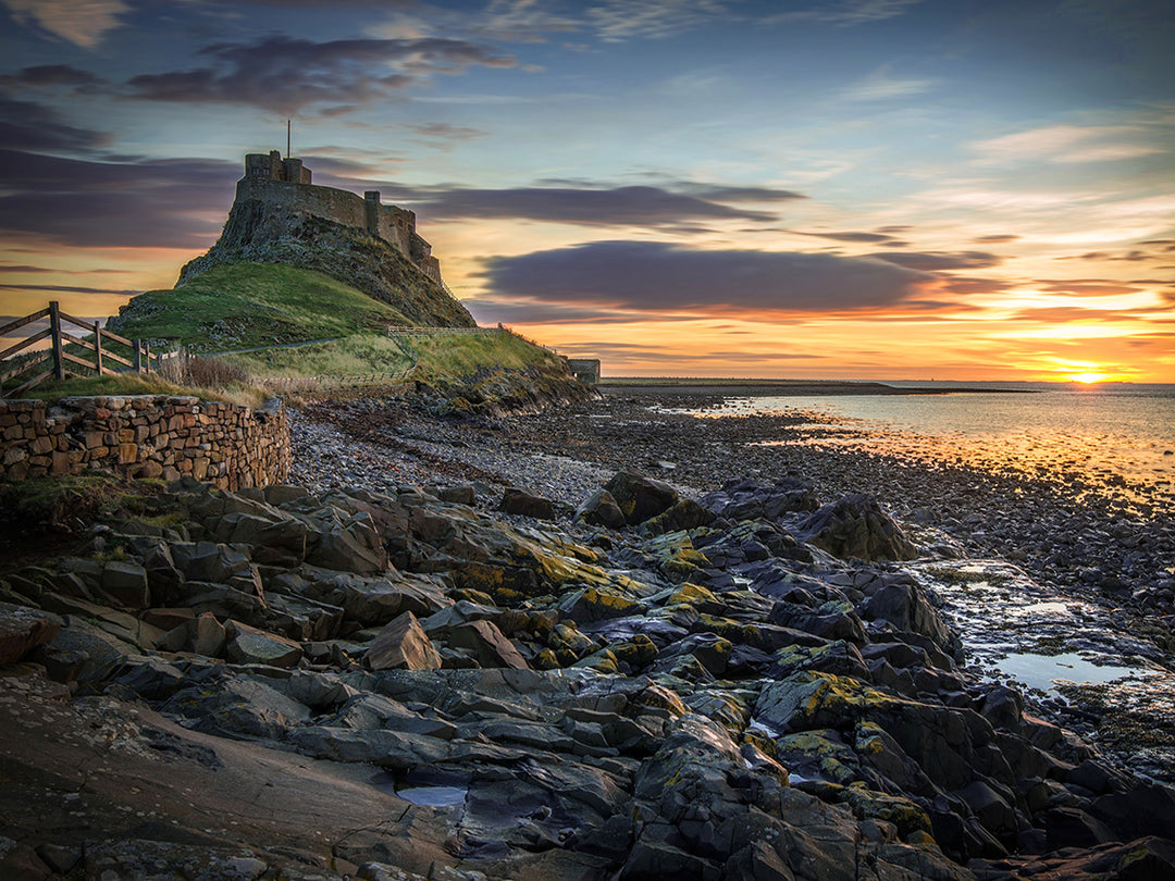 Holy Island Lindisfarne Northumberland at sunset Photo Print - Canvas - Framed Photo Print - Hampshire Prints