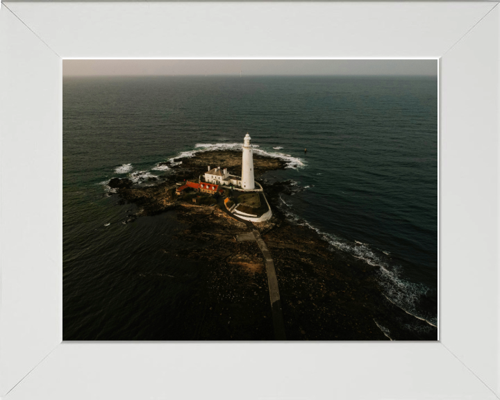 st marys lighthouse Northumberland from above Photo Print - Canvas - Framed Photo Print - Hampshire Prints