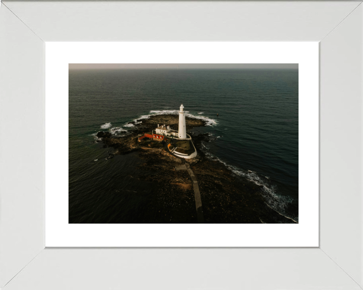 st marys lighthouse Northumberland from above Photo Print - Canvas - Framed Photo Print - Hampshire Prints