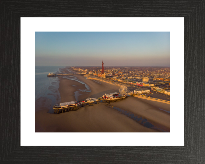 Blackpool beach Lancashire at sunset from above Photo Print - Canvas - Framed Photo Print - Hampshire Prints