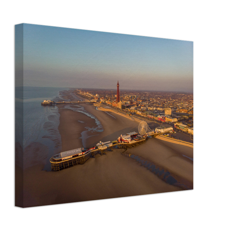 Blackpool beach Lancashire at sunset from above Photo Print - Canvas - Framed Photo Print - Hampshire Prints