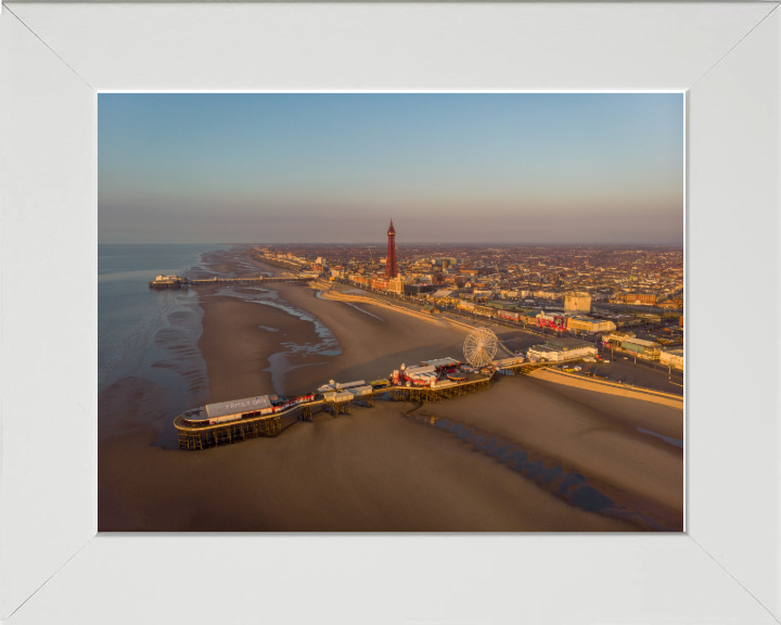 Blackpool beach Lancashire at sunset from above Photo Print - Canvas - Framed Photo Print - Hampshire Prints